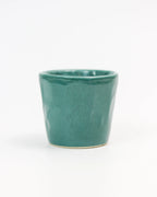 Faceted coffee cup - ceramic in teal green