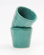 Faceted coffee cup - ceramic in teal green