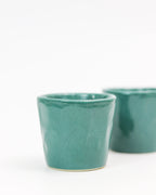 Faceted coffee cup - ceramic in teal green