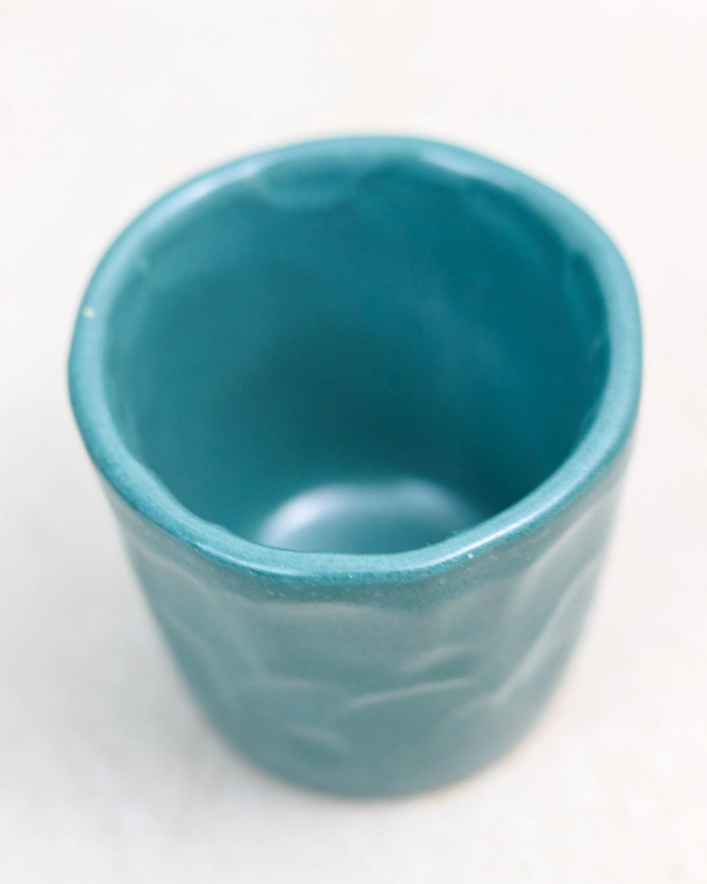 Faceted coffee cup - ceramic in teal green