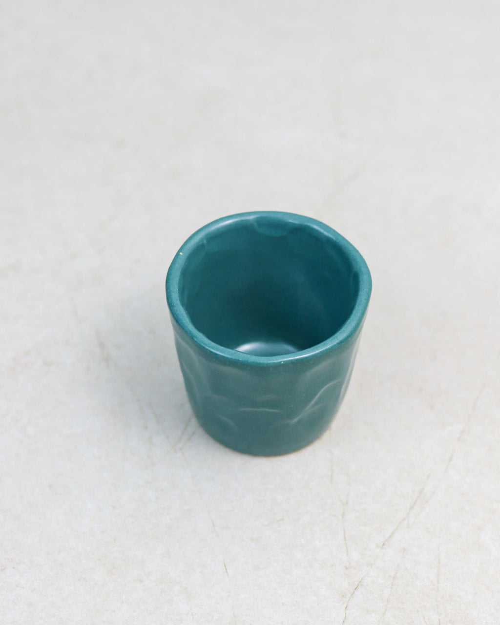Faceted coffee cup - ceramic in teal green