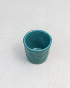 Faceted coffee cup - ceramic in teal green