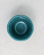 Faceted coffee cup - ceramic in teal green