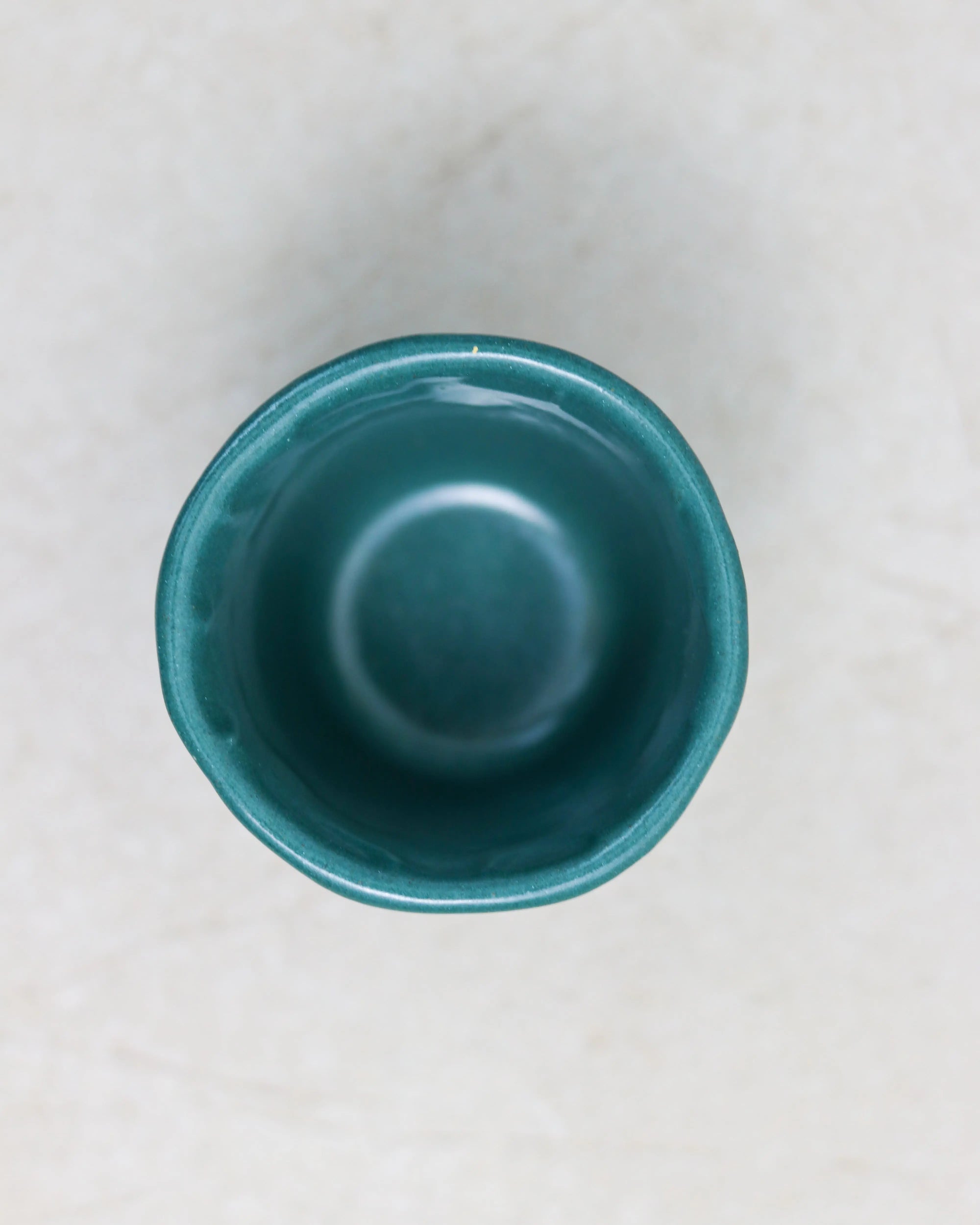 Faceted coffee cup - ceramic in teal green