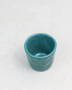 Faceted coffee cup - ceramic in teal green
